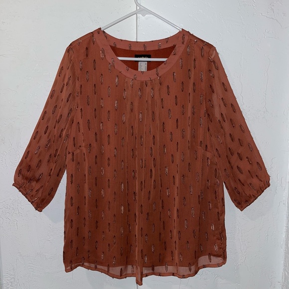 Ambria Shimmery Rust Blouse - Picture 3 of 14
